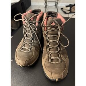 Columbia Women's Waterproof Hiking Boots Brown Pink Black US 9 Medium Omni Grip